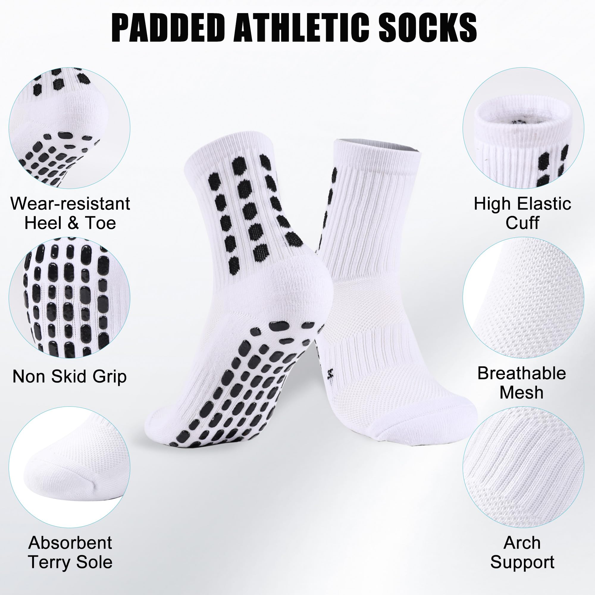 4/8Pairs Kids Grip Soccer Sock - огляд і ціна Athletic Sock Cushion