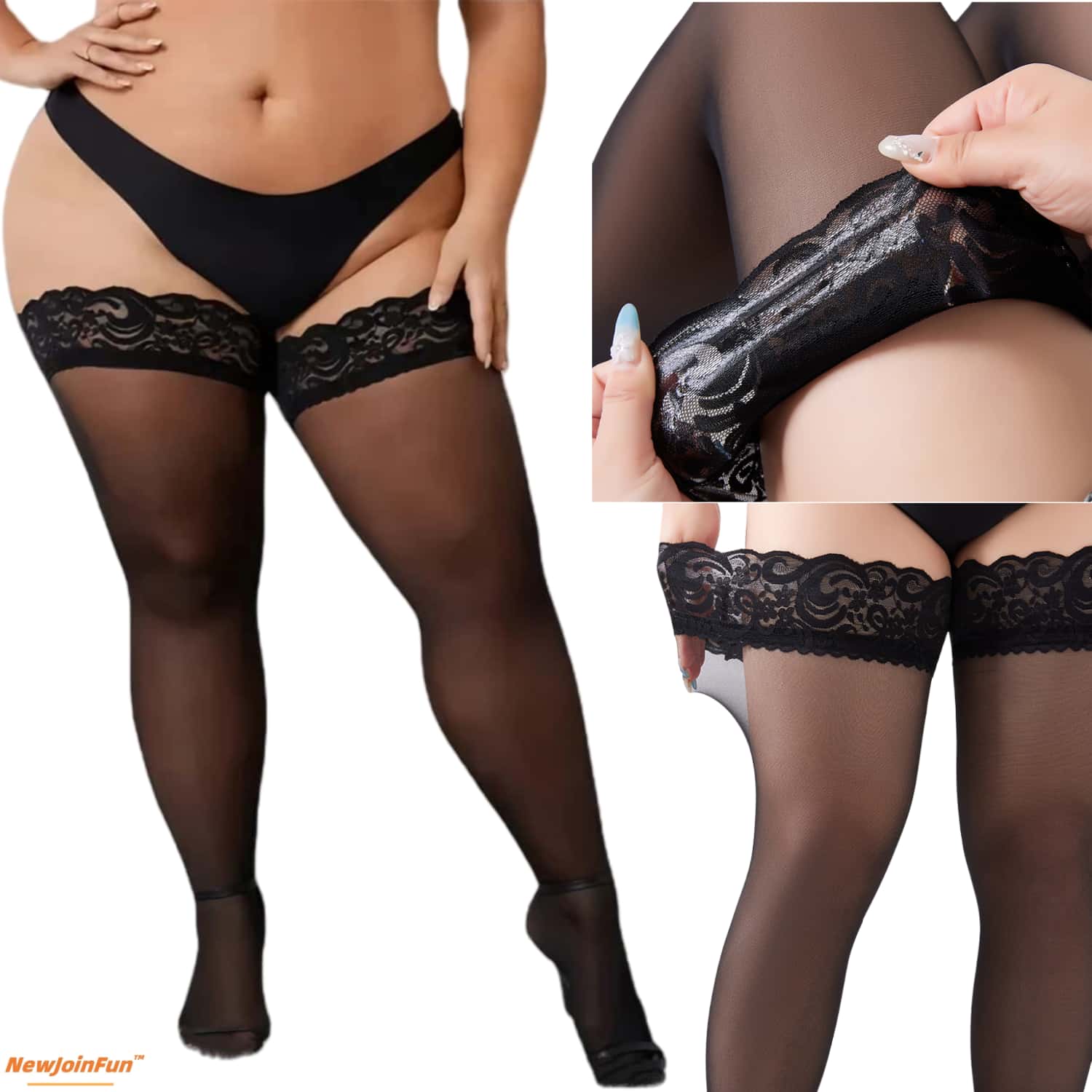 5pairs Plus Size Lace Top Thig - огляд і ціна Thigh High Sock Stay Up